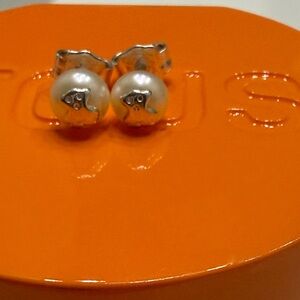 Tous Silver Bear Earrings with Pearls